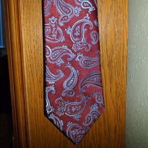 Michael Kors Necktie, Burgundy Red Blue Paisley